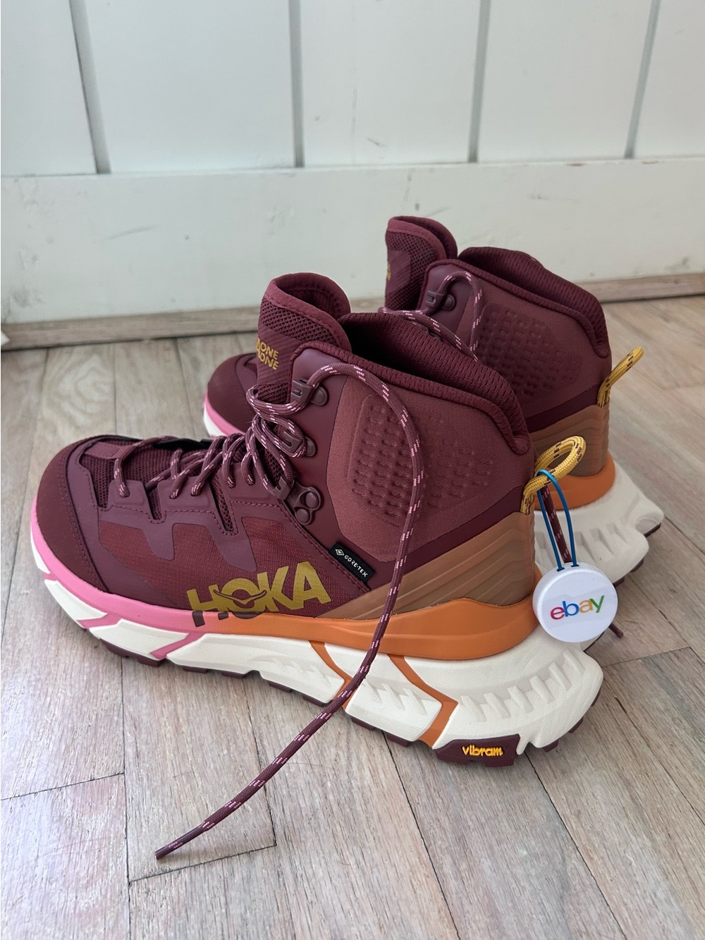 NIB HOKA Tennine Hike GTX Womens Shoes Size 8, Color: Cherry Mahogany/Strawberry - Picture 2 of 6